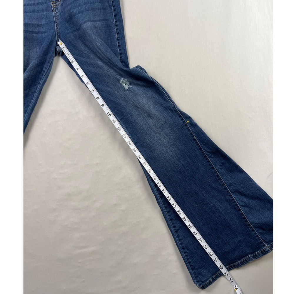 YMI Gigi Fit Flare Jeans Womens 5/27 Blue High Rise Distressed Bell Bottoms - Picture 6 of 11